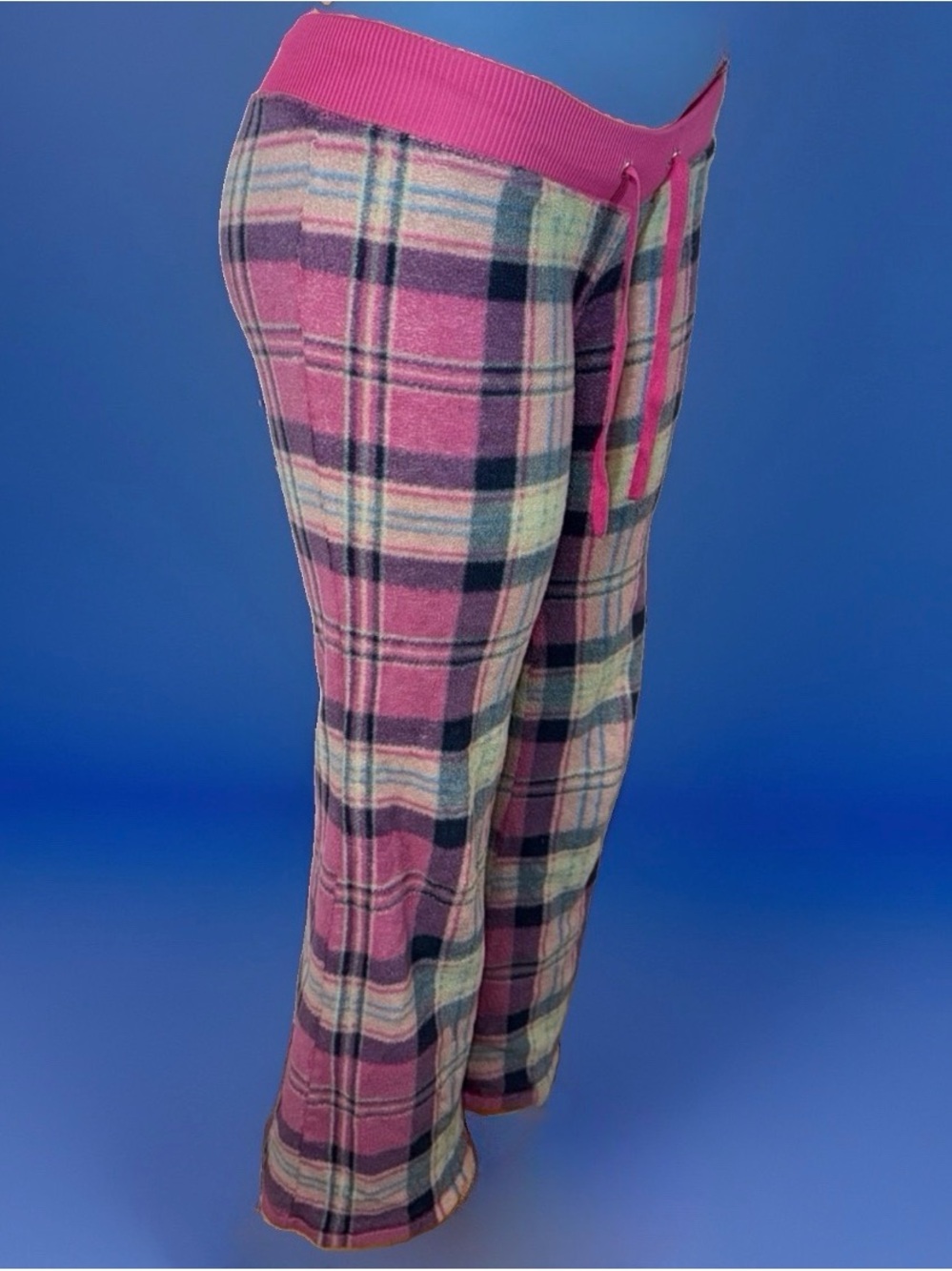 Planet Gold Pink Plaid Bootcut Lounge Pants